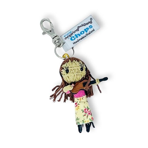 String Doll Gang Keychain 3 Inch Brown Hair Girl Fiddle Player Nashville NWT - Picture 1 of 11